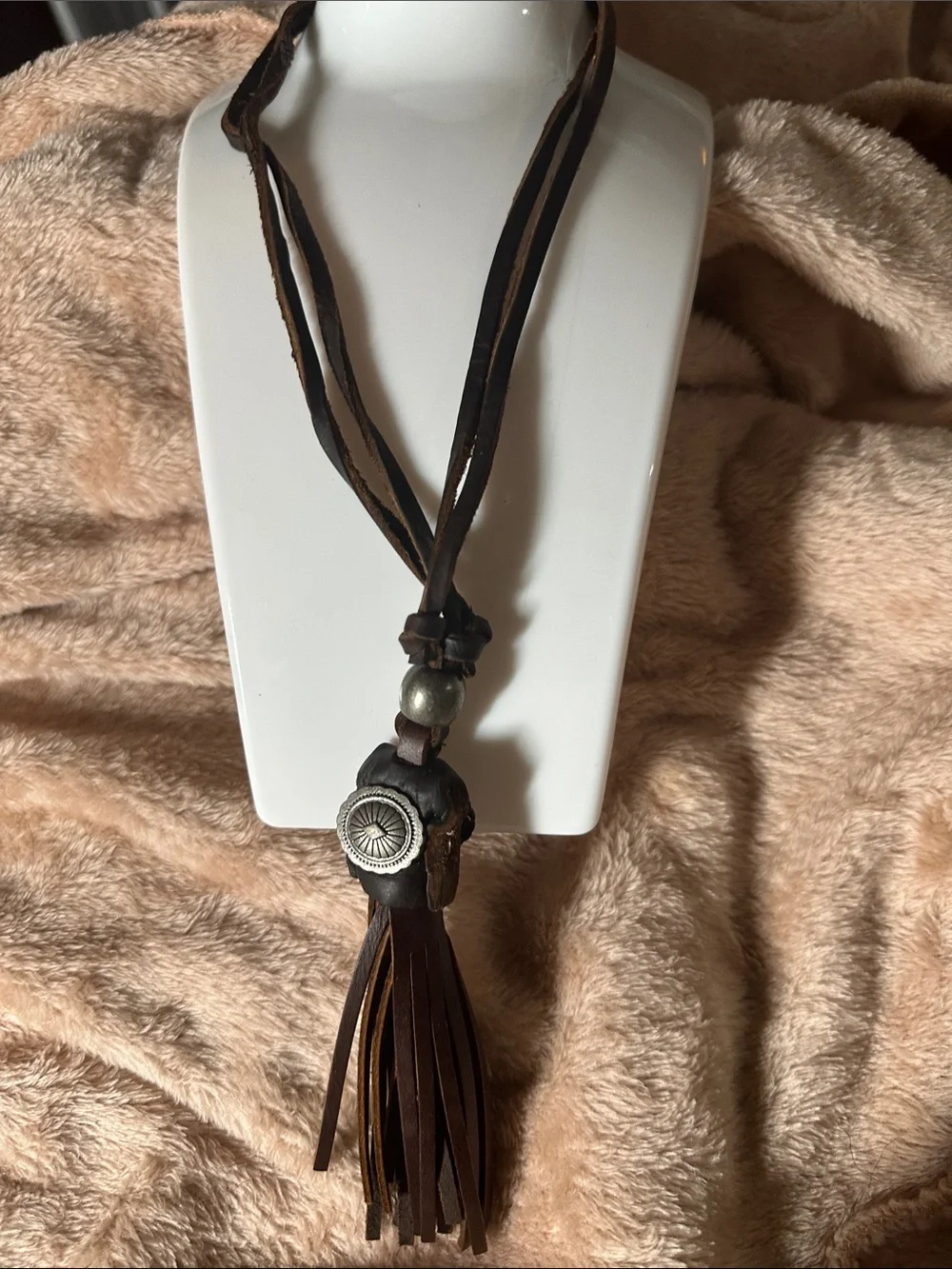 Men’s Brown Leather Tassel Necklace